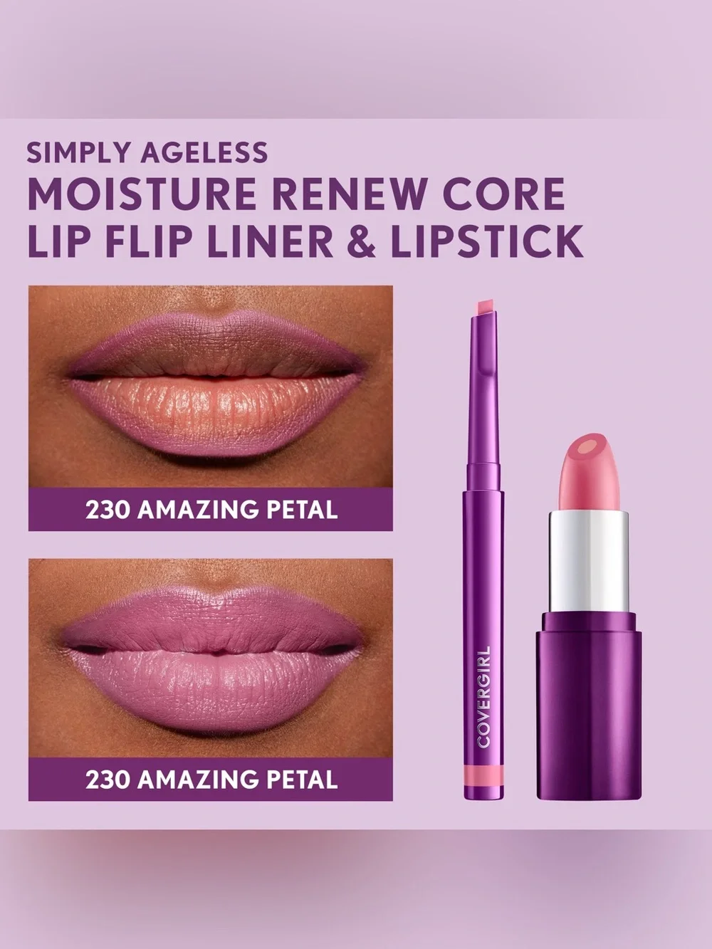 COVERGIRL Moisture Renew Lipstick & Flip Liner - Amazing Petal Pink